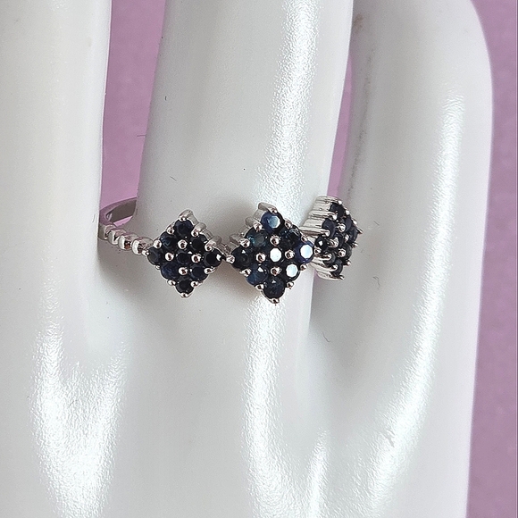 925 Sterling Silver Stackable Ring with Natural Blue Sapphire Gemstone - Picture 9 of 13